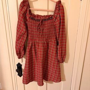 Plaid Red Cottagecore Dress